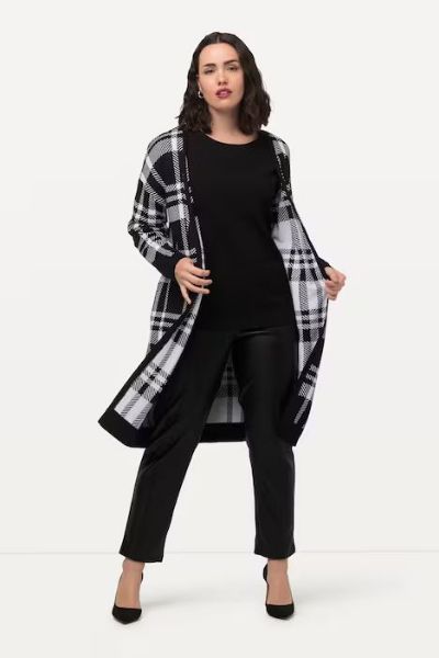 Veliki brojevi Kardigan karirani duži model moda za punije