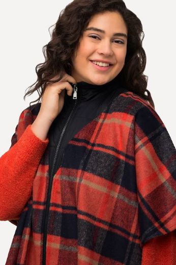Plus size veliki brojevi Pončo karirani za punije