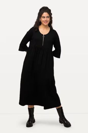 Plus size veliki brojevi Haljina s džepovima i patentnim zatvaračem na ovratniku za punije