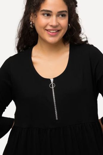 Plus size veliki brojevi Haljina s džepovima i patentnim zatvaračem na ovratniku za punije