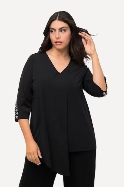 Veliki brojevi Bluza asimetrična s ukrasnim dodacima na rukavima moda za punije
