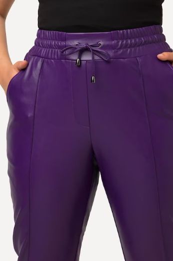 Plus size veliki brojevi Hlače imitacija kože na vezanje za punije