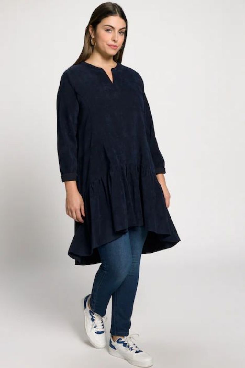 Plus size veliki brojevi Haljina kraći model od samta za punije