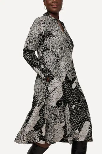 Plus size veliki brojevi Haljina elegantna cvjetnog motiva dugih rukava za punije