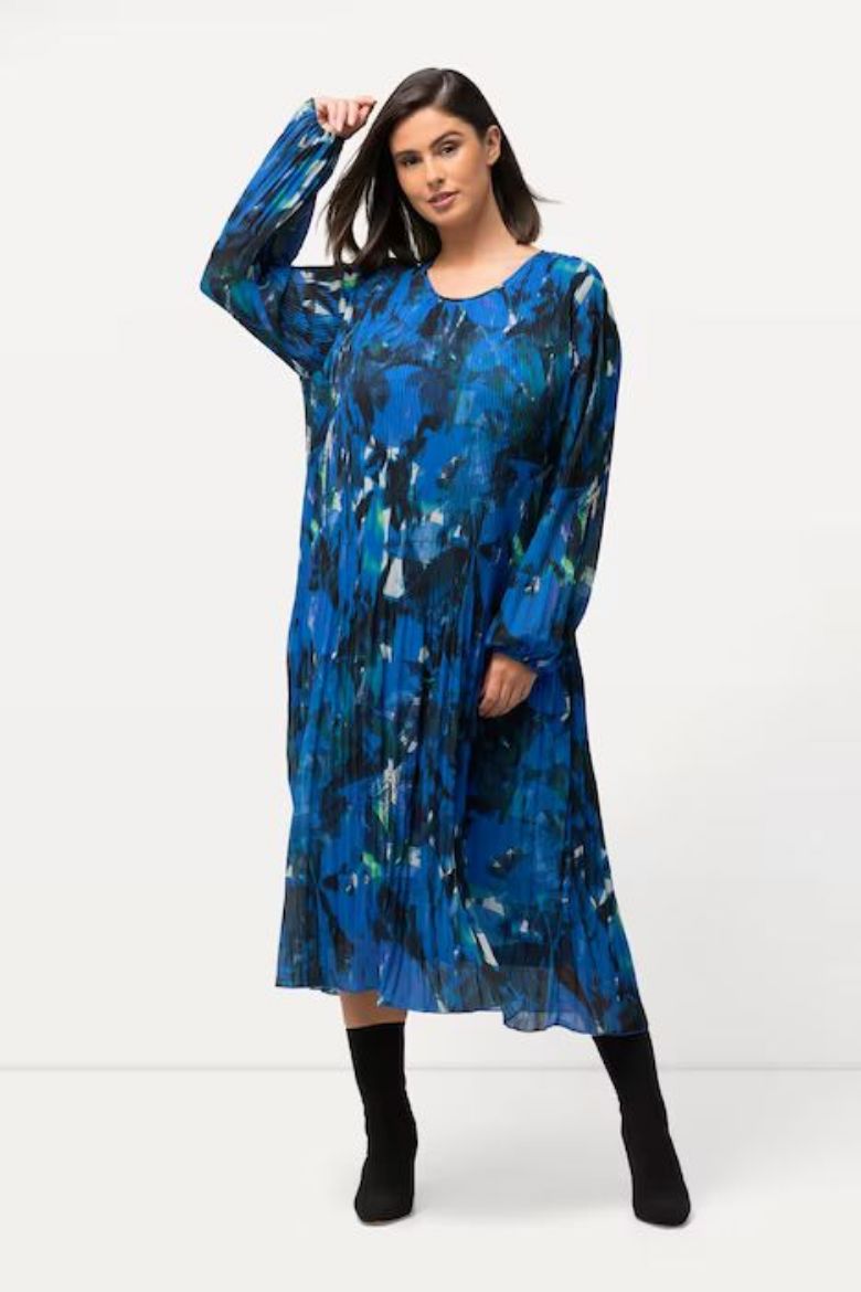 Plus size veliki brojevi Haljina plise s printom za punije