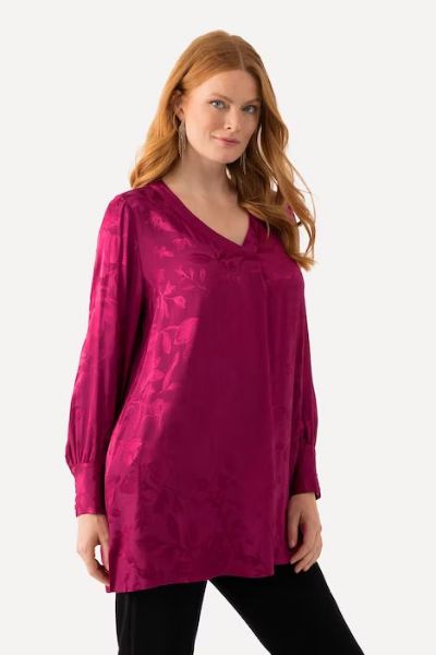 Veliki brojevi Bluza cvjetnog motiva V ovratnik moda za punije