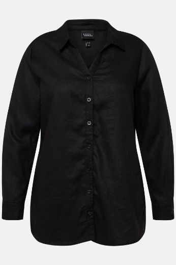 Plus size veliki brojevi Bluza lanena V ovratnik za punije