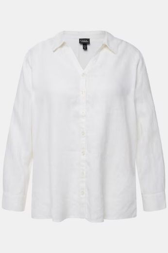 Plus size veliki brojevi Bluza lanena V ovratnik za punije