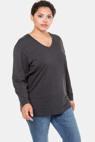 Veliki brojevi Majica Basic dugi rukavi moda za punije