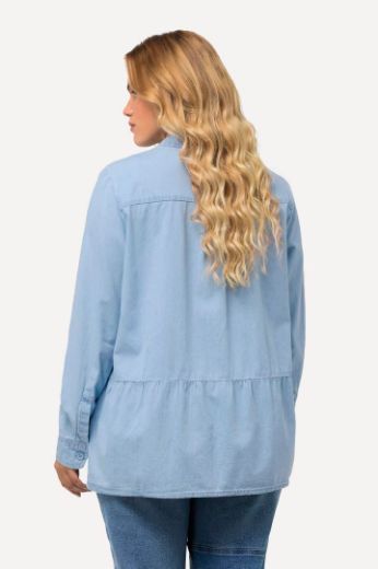 Plus size veliki brojevi Bluza traper kraći model s volanom za punije
