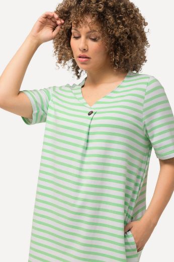 Plus size veliki brojevi Haljina na pruge kratki rukavi za punije