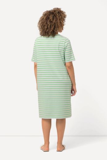 Plus size veliki brojevi Haljina na pruge kratki rukavi za punije