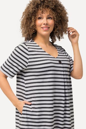 Plus size veliki brojevi Haljina na pruge kratki rukavi za punije