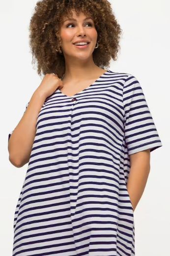 Plus size veliki brojevi Haljina na pruge kratki rukavi za punije