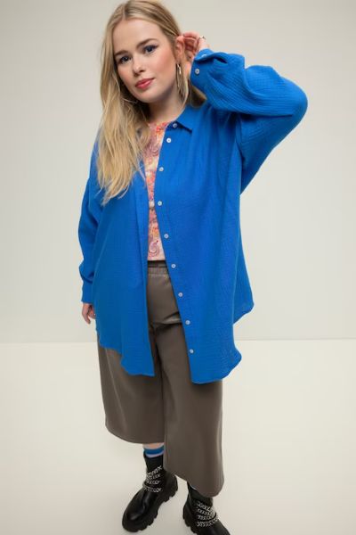 Veliki brojevi Bluza na kopčanje moda za punije