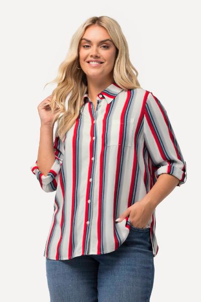 Veliki brojevi Bluza na pruge moda za punije