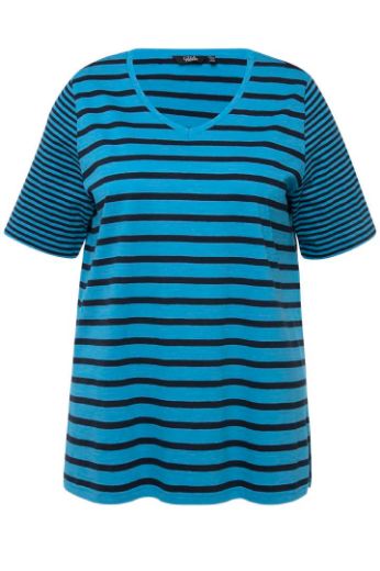 Plus size veliki brojevi Majica V ovratnika s prugama za punije