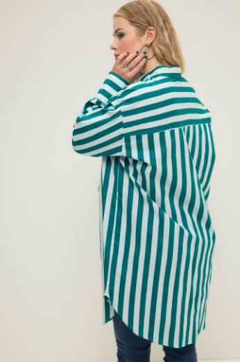Plus size veliki brojevi Košulja šireg kroja na pruge dugih rukava za punije