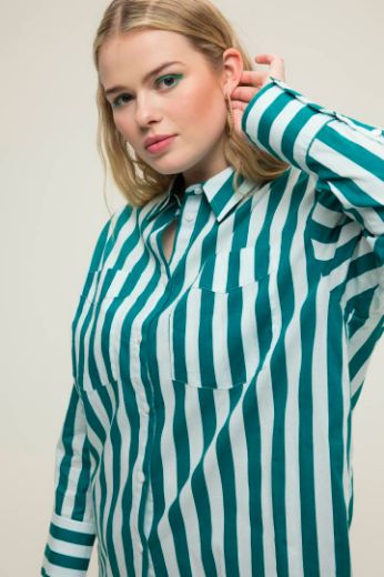 Plus size veliki brojevi Košulja šireg kroja na pruge dugih rukava za punije
