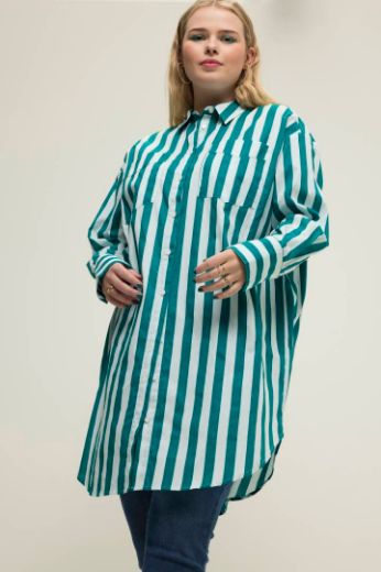 Plus size veliki brojevi Košulja šireg kroja na pruge dugih rukava za punije
