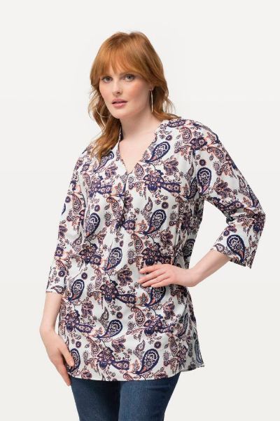 Veliki brojevi Bluza s povišenim ovratnikom i 3/4 rukavima moda za punije