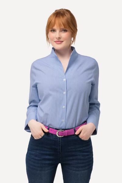 Veliki brojevi Bluza povišenog ovratnika na pruge moda za punije