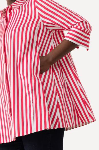 Plus size veliki brojevi Bluza na pruge s 3/4 rukavima za punije