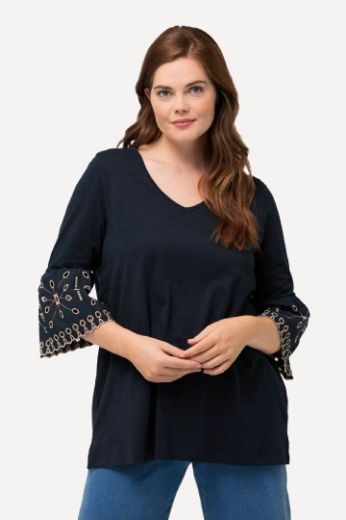 Plus size veliki brojevi Majica s ukrasnim vezom na rukavima za punije