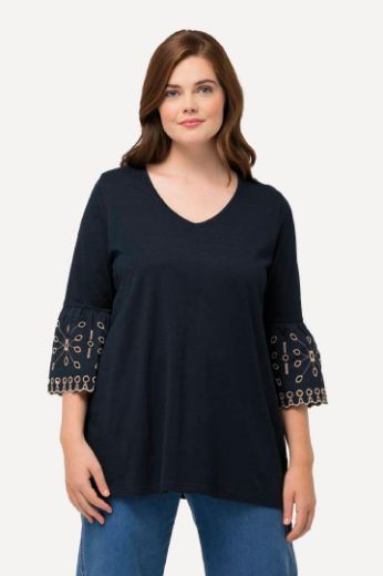 Plus size veliki brojevi Majica s ukrasnim vezom na rukavima za punije