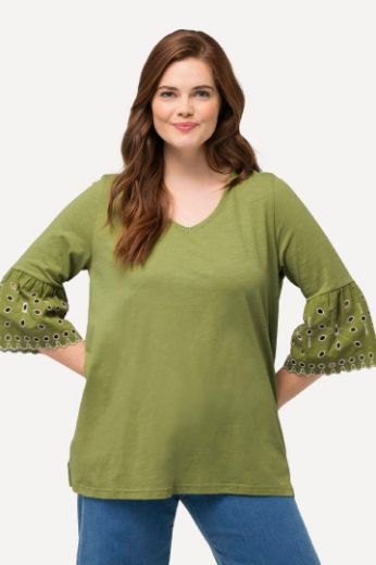 Plus size veliki brojevi Majica s ukrasnim vezom na rukavima za punije