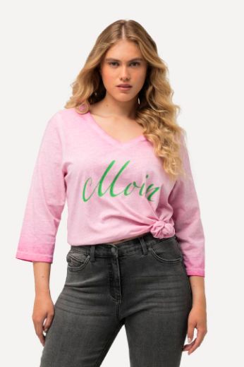 Plus size veliki brojevi Majica V ovratnika s natpisom za punije