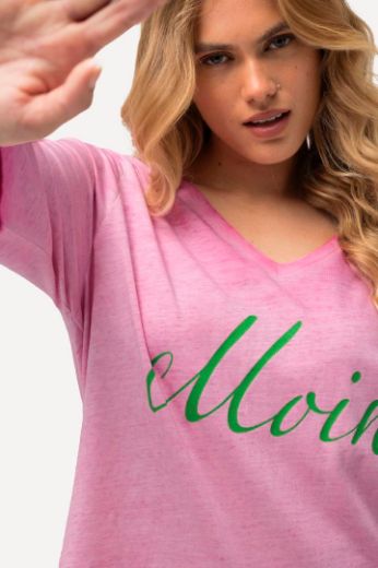 Plus size veliki brojevi Majica V ovratnika s natpisom za punije