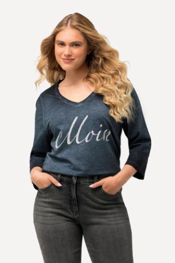 Plus size veliki brojevi Majica V ovratnika s natpisom za punije
