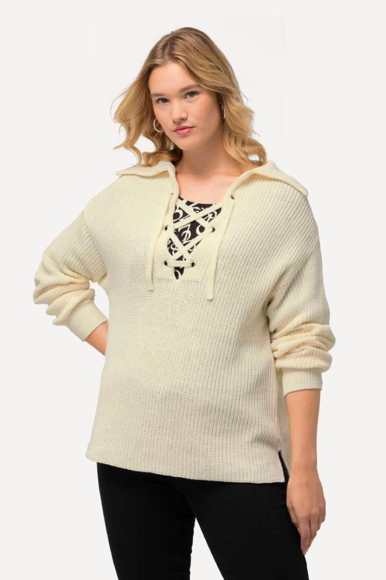 Plus size veliki brojevi Pulover s vezanjem na ovratniku za punije