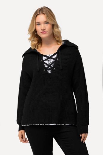 Plus size veliki brojevi Pulover s vezanjem na ovratniku za punije