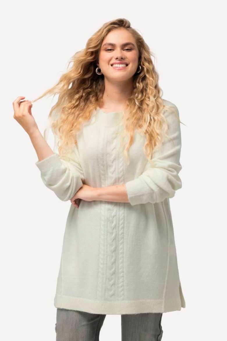 Plus size veliki brojevi Pulover s dekorativnim pletivom na prednjoj strani za punije