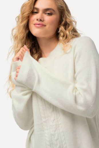 Plus size veliki brojevi Pulover s dekorativnim pletivom na prednjoj strani za punije