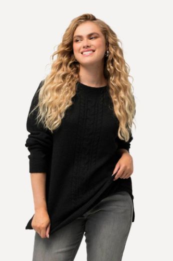 Plus size veliki brojevi Pulover s dekorativnim pletivom na prednjoj strani za punije