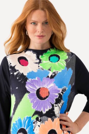 Plus size veliki brojevi Tunika cvjetnog printa 3/4 rukavi za punije