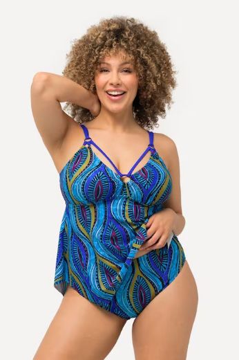 Plus size veliki brojevi Kupaći Kostim Tankini s apstraktnim printom za punije