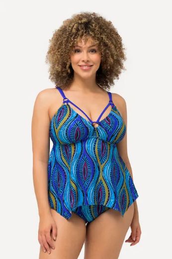 Plus size veliki brojevi Kupaći Kostim Tankini s apstraktnim printom za punije