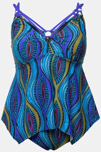 Plus size veliki brojevi Kupaći Kostim Tankini s apstraktnim printom za punije