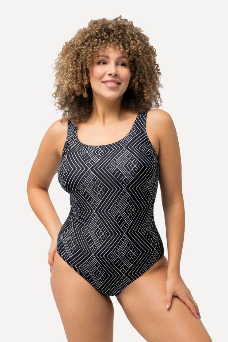 Plus size veliki brojevi Kupaći kostim jednodijelni geometrijskog printa za punije