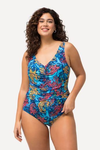 Plus size veliki brojevi Kupaći kostim jednodijelni V ovratnik cvjetni motiv za punije