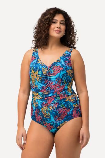 Plus size veliki brojevi Kupaći kostim jednodijelni V ovratnik cvjetni motiv za punije