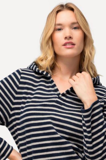 Plus size veliki brojevi Haljina s kapuljačom na pruge za punije
