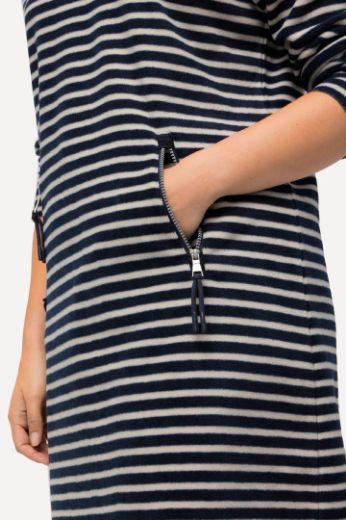 Plus size veliki brojevi Haljina s kapuljačom na pruge za punije
