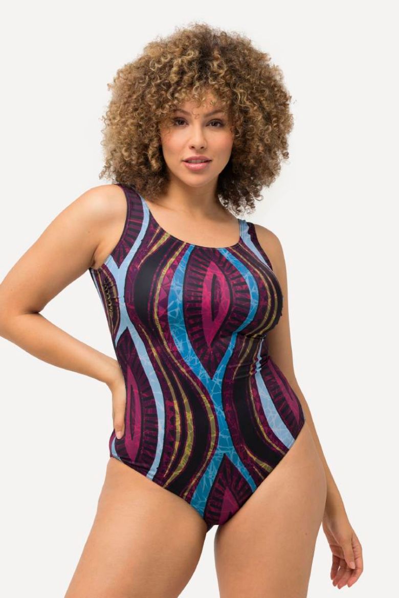 Plus size veliki brojevi Kupaći kostim jednodijelni sportski  s apstraktnim printom za punije
