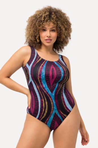 Plus size veliki brojevi Kupaći kostim jednodijelni sportski  s apstraktnim printom za punije