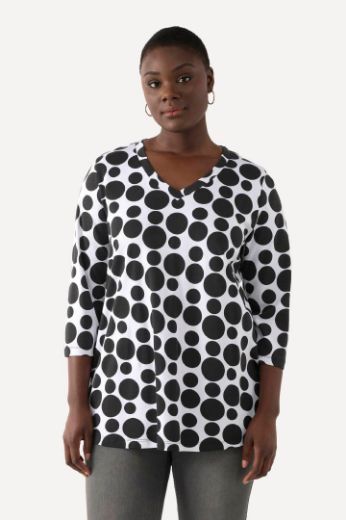 Plus size veliki brojevi Majica 3/4 rukava s printom krugova V ovratnika za punije